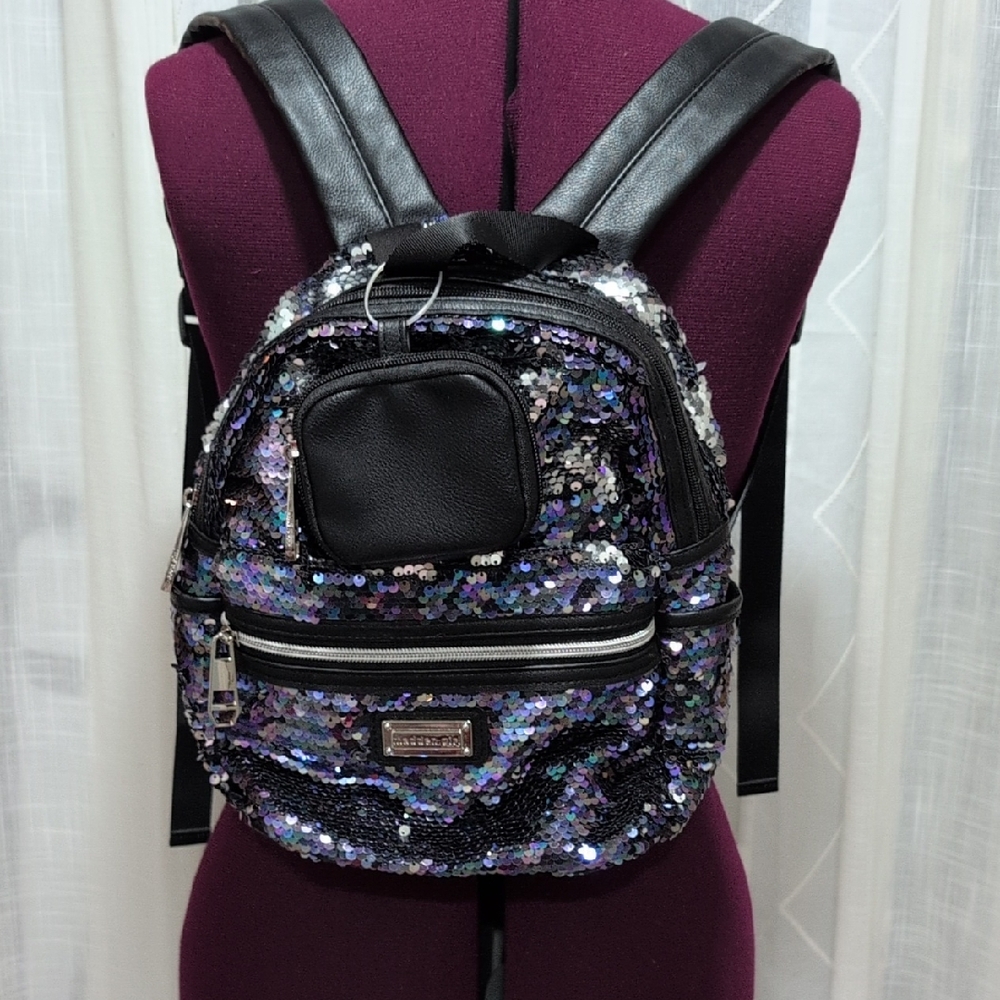 New without tag Madden Girl Black and Silver Sequin Backpack
